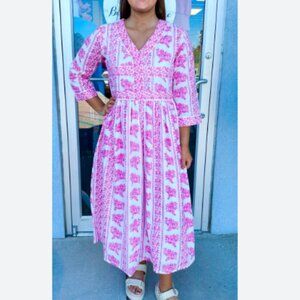 Heart of Grace Georgia Dream Dress Women's Size Small Pink Floral Trad Wife